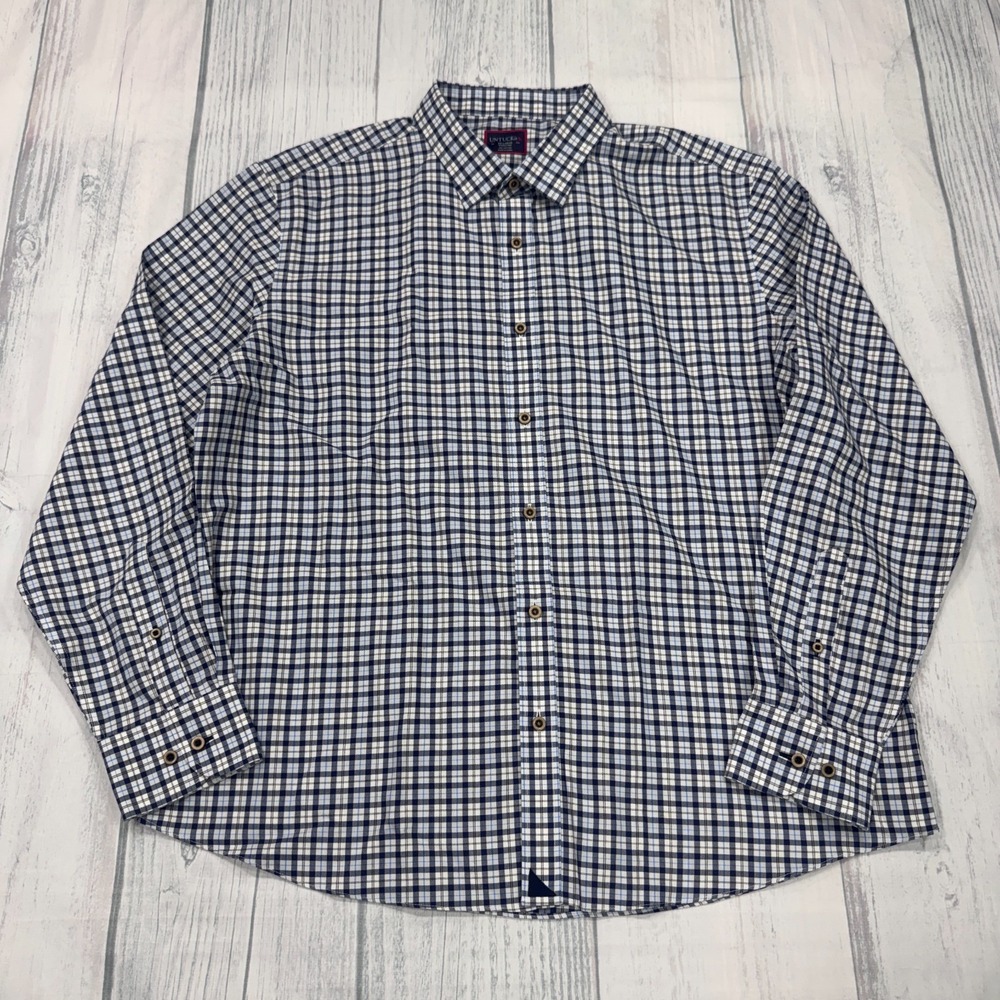 NEW UNTUCKit Button Shirt 2XL Regular Blue White Plaid Mens $129